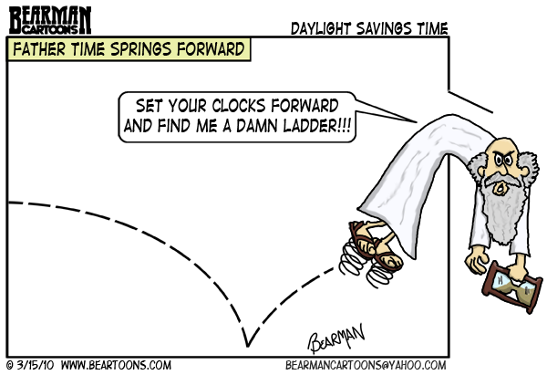Cartoon by Bearman of http:/eartoons.com. Depicts father time literally 