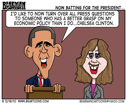 12-16-10-Bearman-Cartoon-Obama-Chelsea-Clinton Editorial Cartoon: Obama and Chelsea Clinton