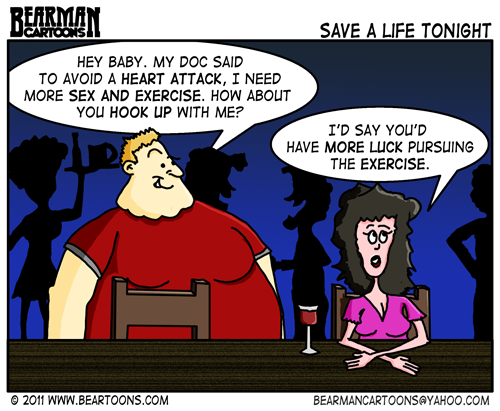 heart attack cartoon. risk of heart attacks.