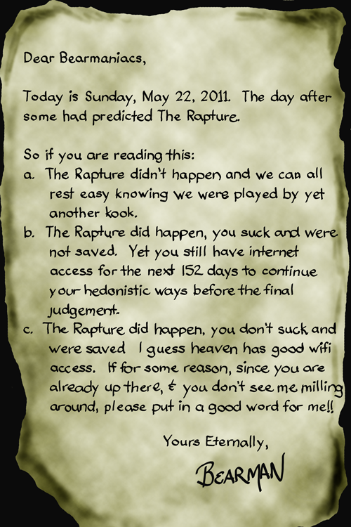 Rapture final letter