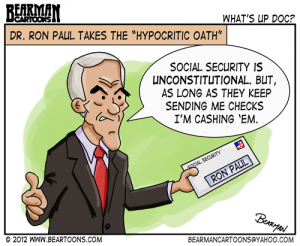 6-25-12-Bearman-Cartoon-Ron Paul Social Security Hypocrite