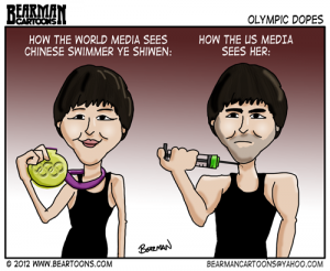 8 2 12 Bearman Editorial Cartoon Ye Shiwen Olympic Swimmer Doping