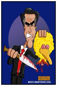 Romney Cuts off Head of Big Bird by Bearman Cartoons