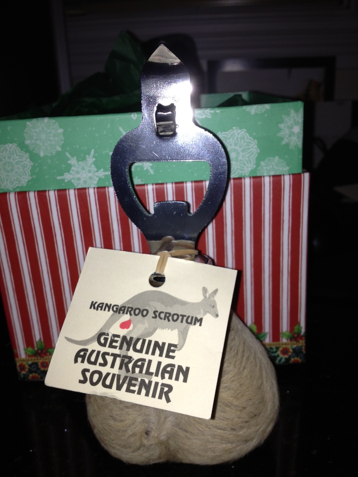 Kangaroo Scrotum Bottle Opener via Bearman Cartoons
