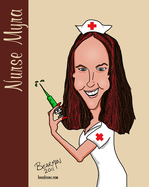 Nurse Myra Caricature - Bearman Cartoons